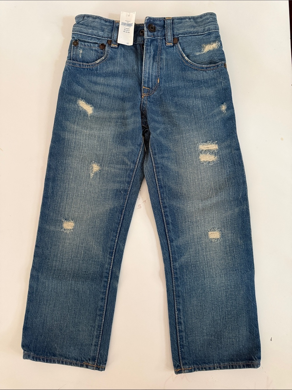 GAP Distressed Straight-Leg Jeans in Blue